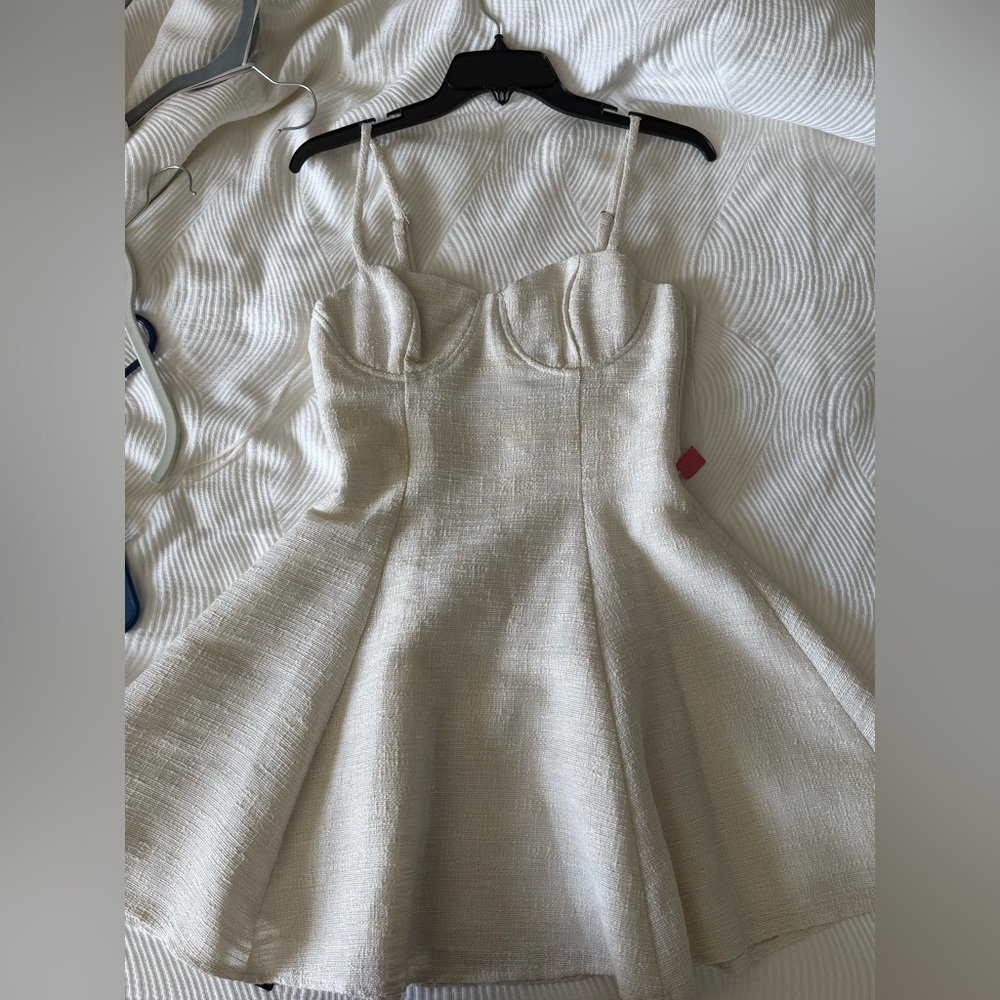 Nordstrom Cream Spaghetti Strap Fit and Flare Mini Dress